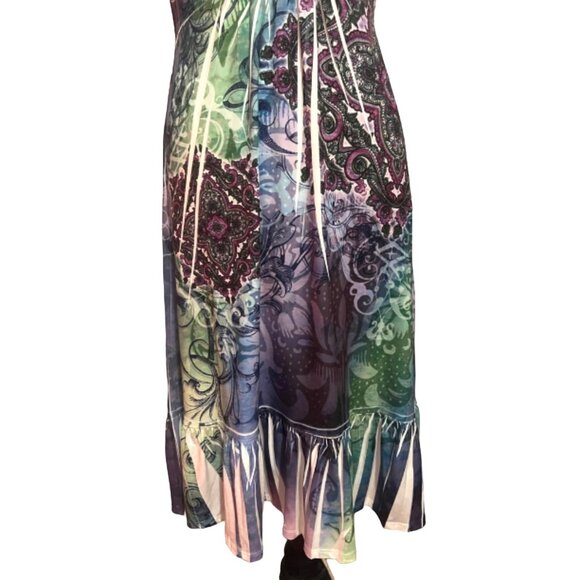 Closet Full Tribal Maxi Dress Sz Small Soft Sleeveless Slinky Knee Length Dress - Picture 9 of 11